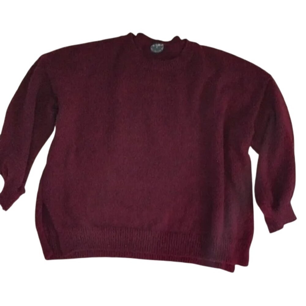 ARULA Women's Xxl Cozy Soft Deep Red / Burgundy Crewneck Sweater